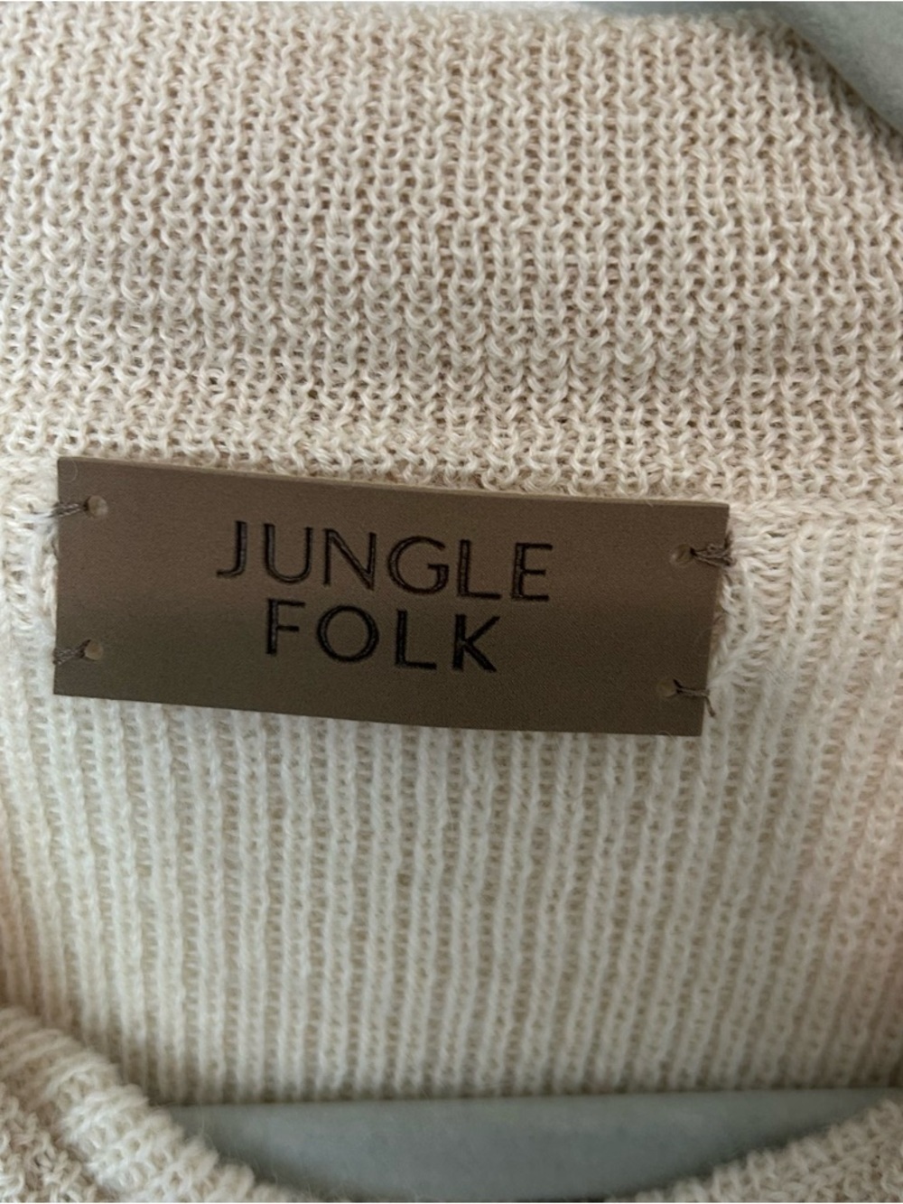 Jungle Folk Helo Cropped Alpaca Knit Sweater Cream/Ivory Small - Picture 4 of 6